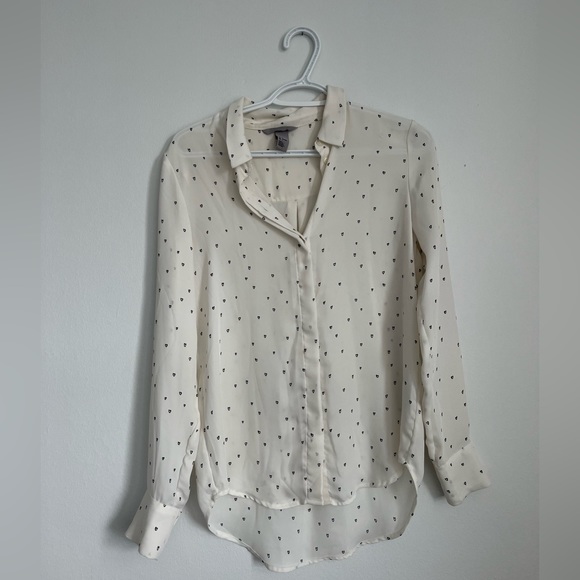 H&M Silk Blouse with Hearts Size 4 - Picture 1 of 2
